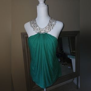 SKY top sexy crystal halter bib green size xs new
